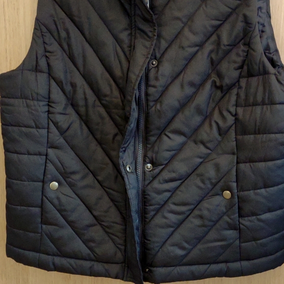PETITE Dark BRN Slvless Puffer Vest SZ PXL By Jones New York - Picture 6 of 11